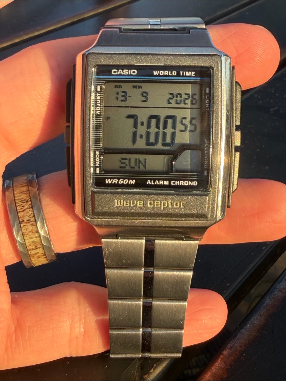 Casio World Time Digital Watch - Silver Metal Bracelet
